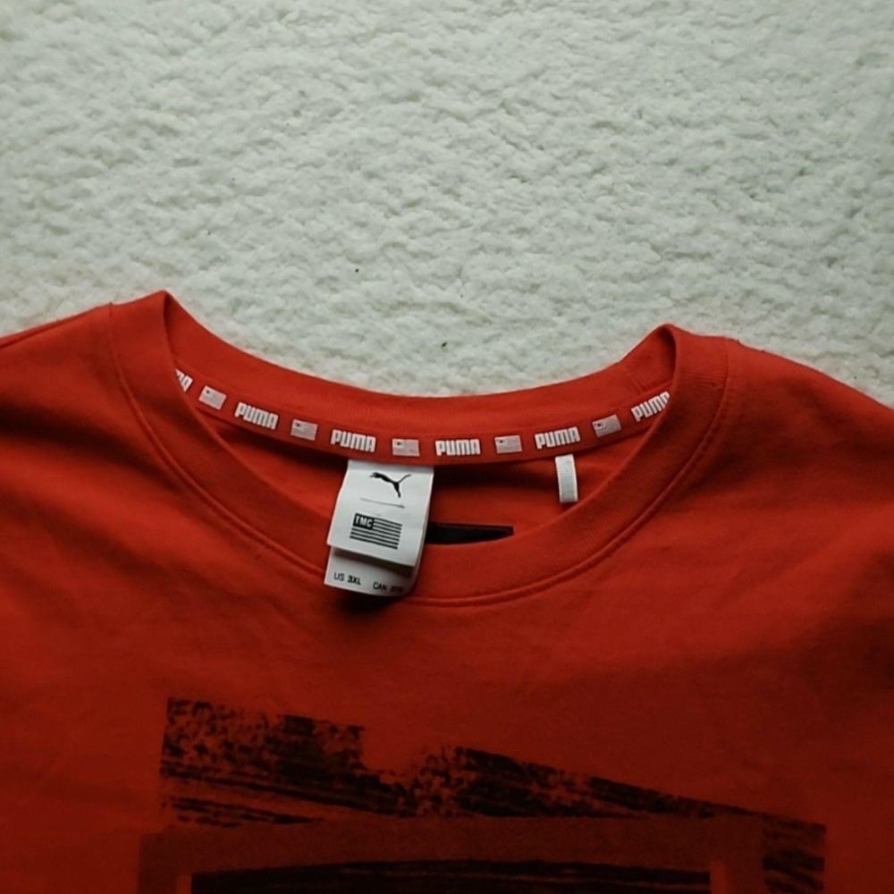 Puma Shirt Mens 3XL Red TMC Marathon Flag Graphic Tee Short Sleeve Jersey